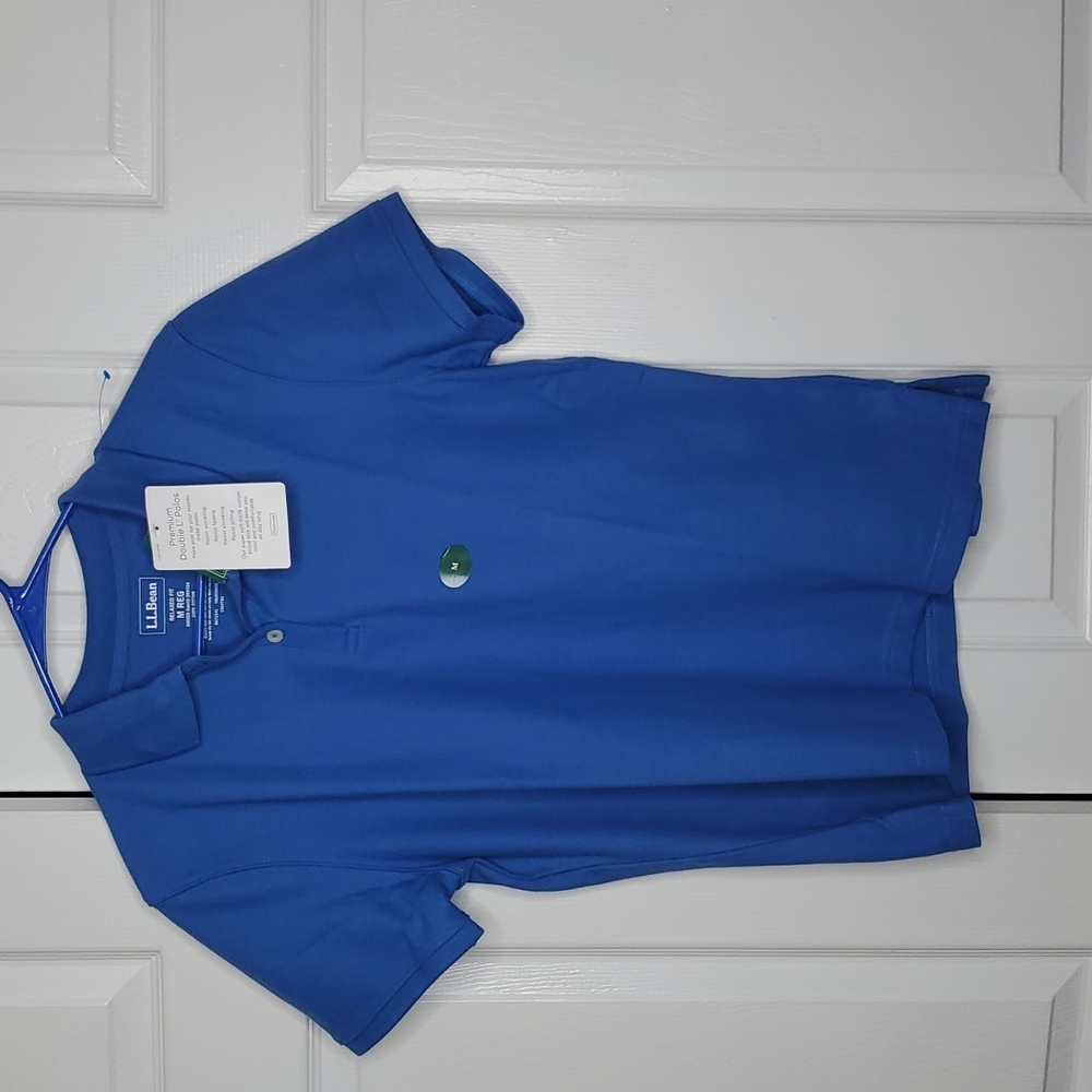 L.L.Bean Medium Bright Blue Double L Polo NWT